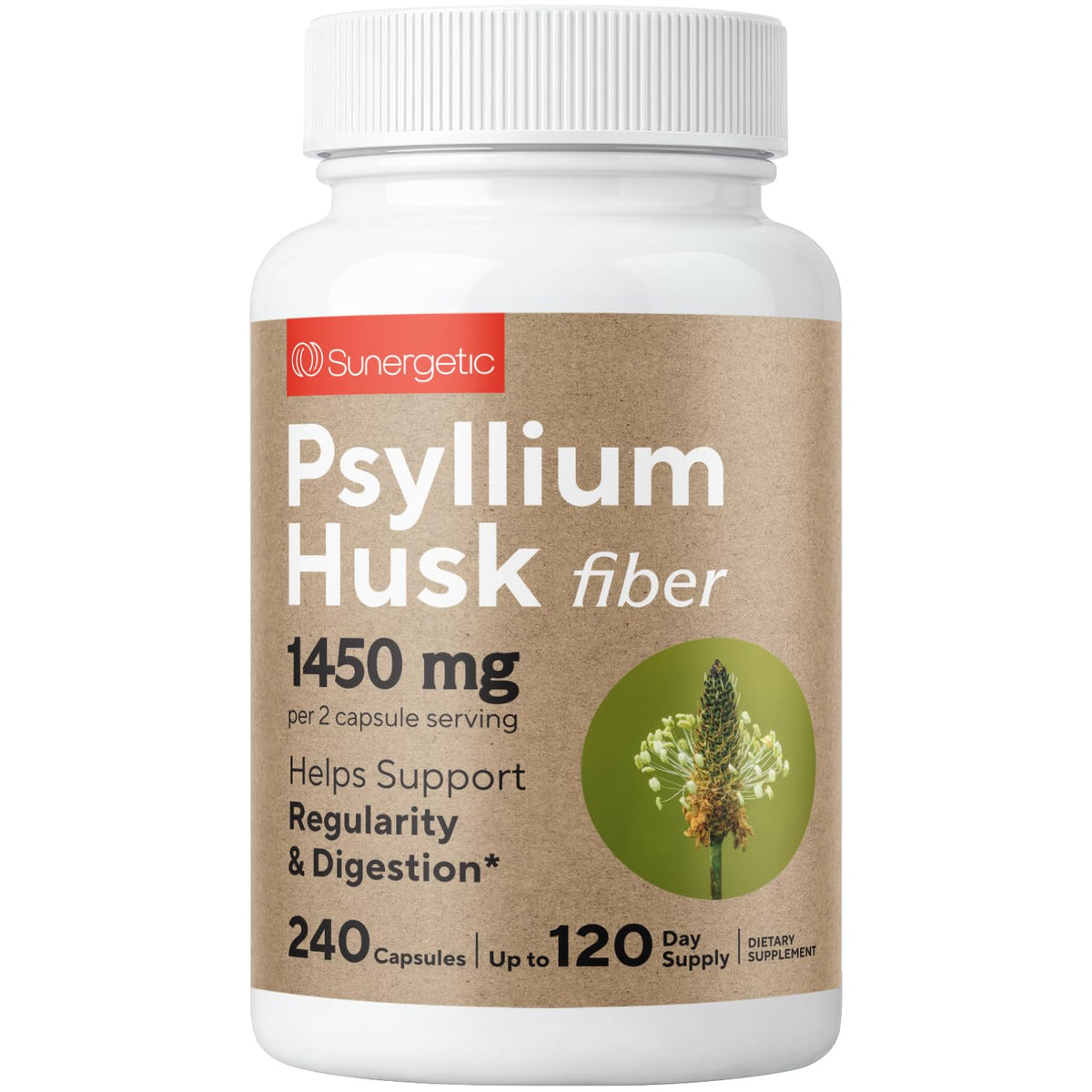 Psyllium Husk Fiber Supplement 1450mg 240 Capsules C4126
