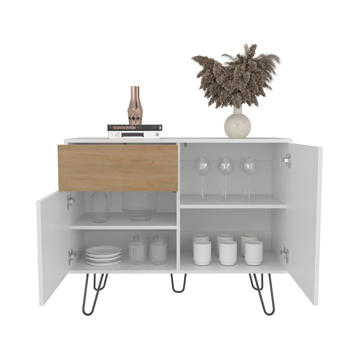 39" Wide Console Table with Two Cabinets, One Drawer and Four Shelves H6521