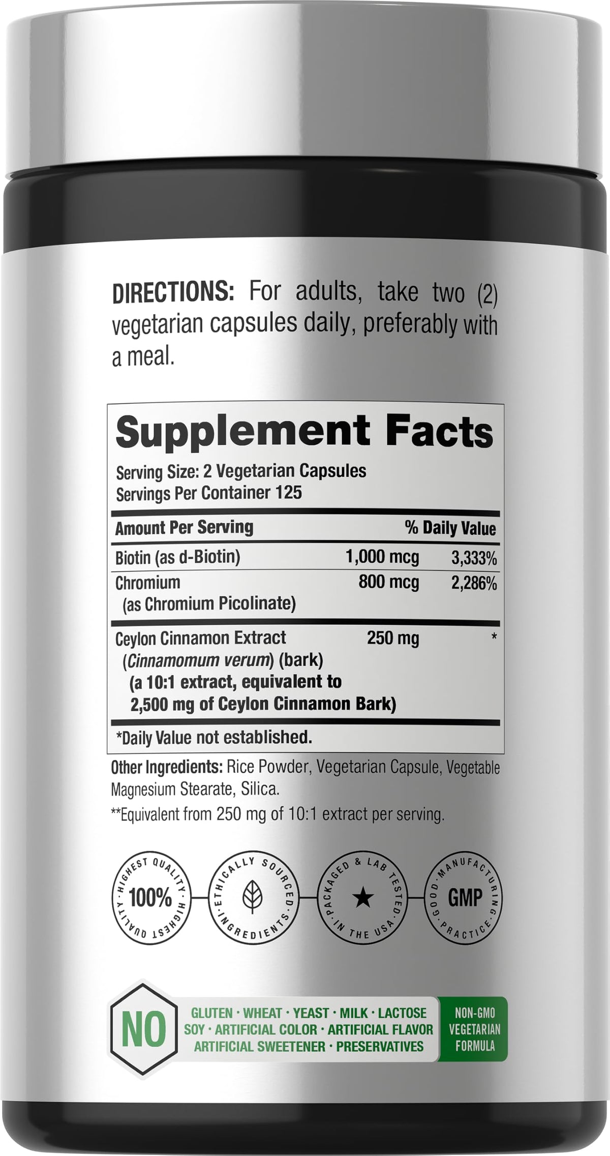 Cinnamon with Chromium & Biotin 250 Capsules G36086