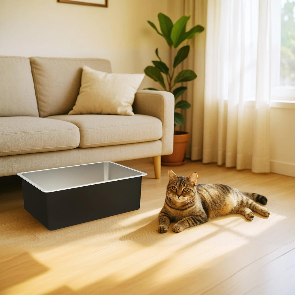 High Sided Stainless Steel Cat Litter Box N639