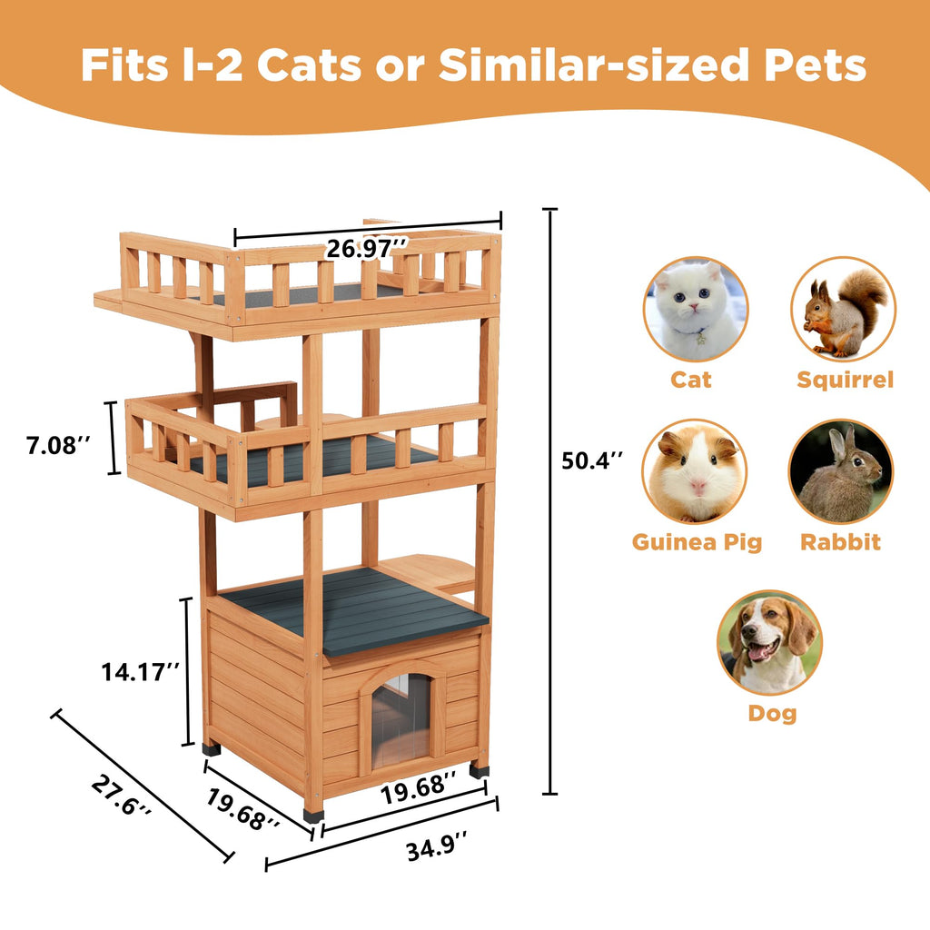 Outdoor Cat Tree Tower with Enclosed Condo R70274