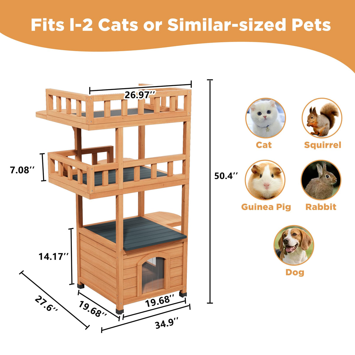 Outdoor Cat Tree Tower with Enclosed Condo R70274