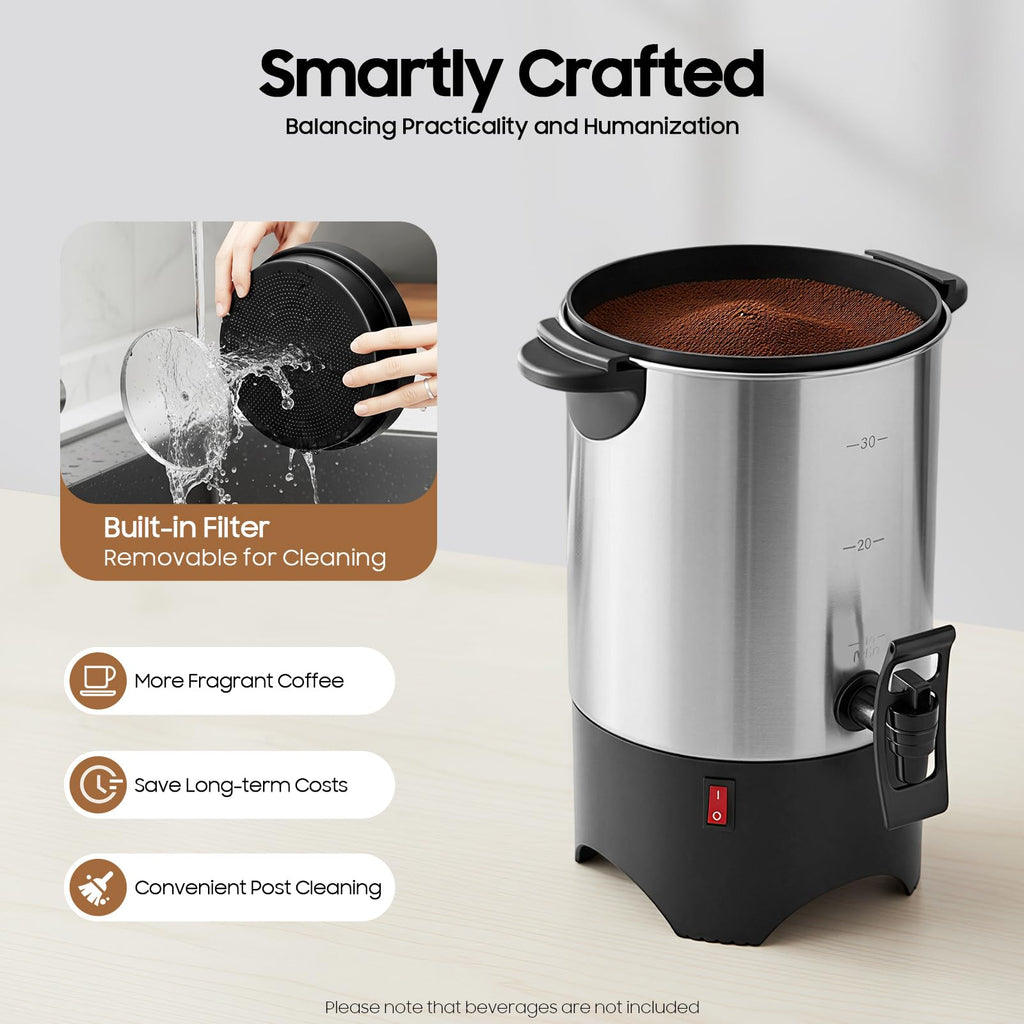 30 Cups Stainless Steel Electric Coffee Urn W1273