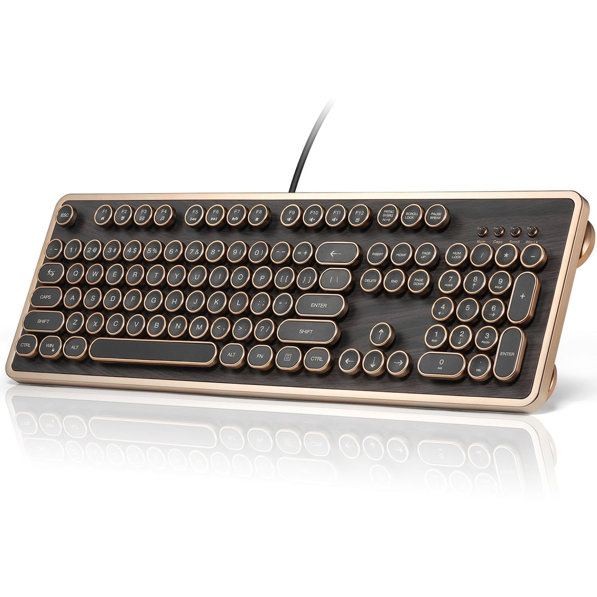 Wired Full-Size 104 Keys Mechanical Keyboard with Round Keycaps L15261