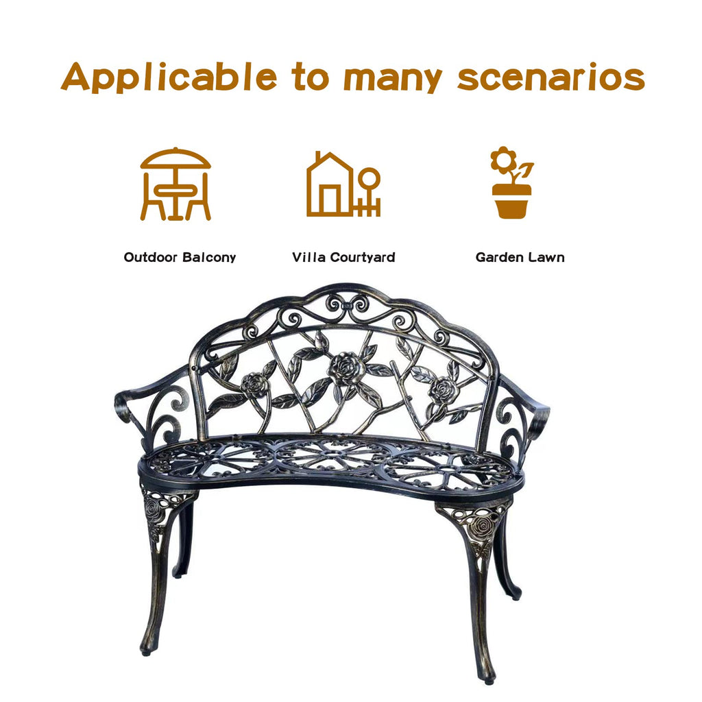 Metal Cast Aluminum Patio Garden Bench B98409