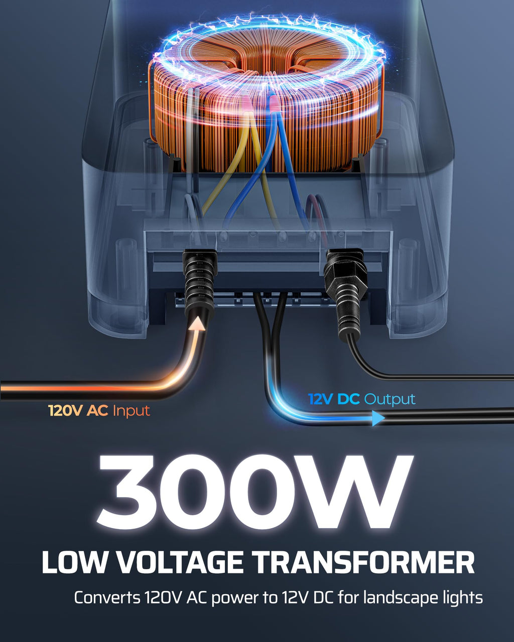 300W Low Voltage Transformer with Remote Photocell Sensor & Timer X878