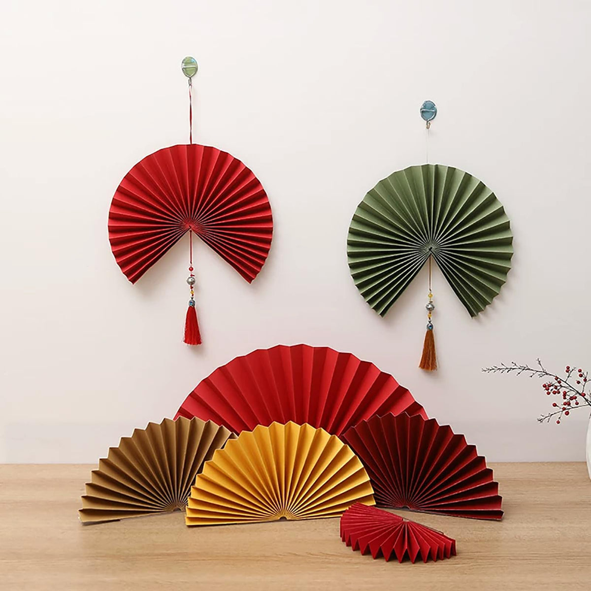 Folding Paper Fan Burnt Orange 39" Q168