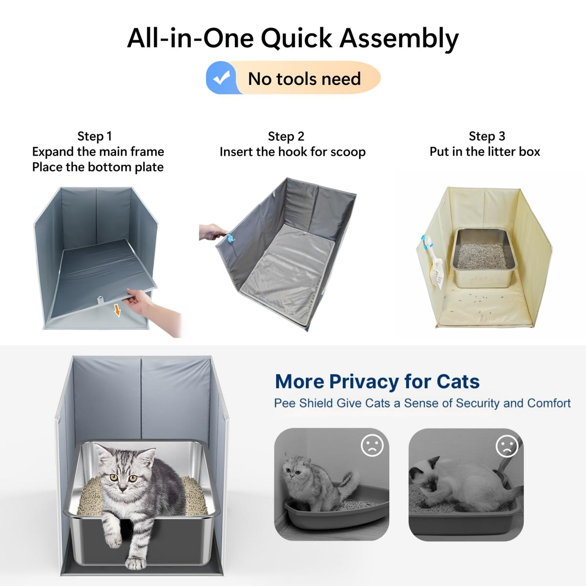 Extra Large Open Top High Sided Cat Litter Box Enclosure K398824