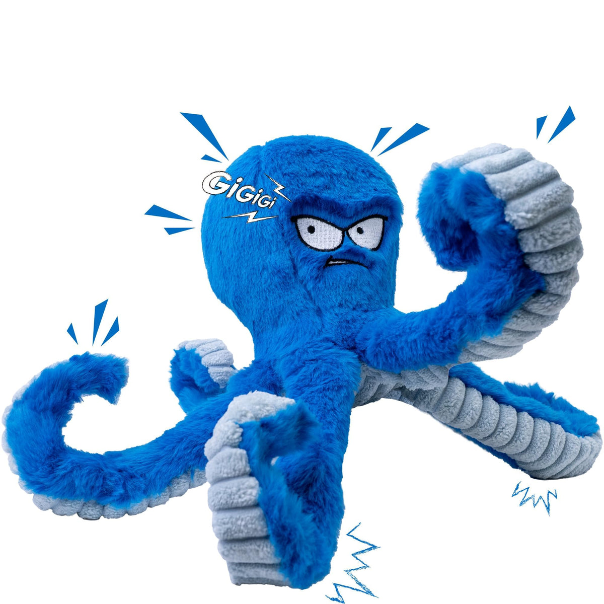 Stuffed Squeaky Crinkle Blue Octopus Dog Toy Y190