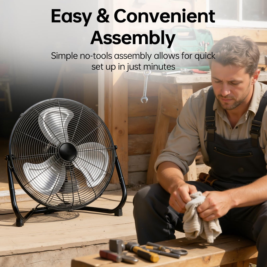 20 Inch Heavy Duty High Velocity Metal Floor Fan D82651