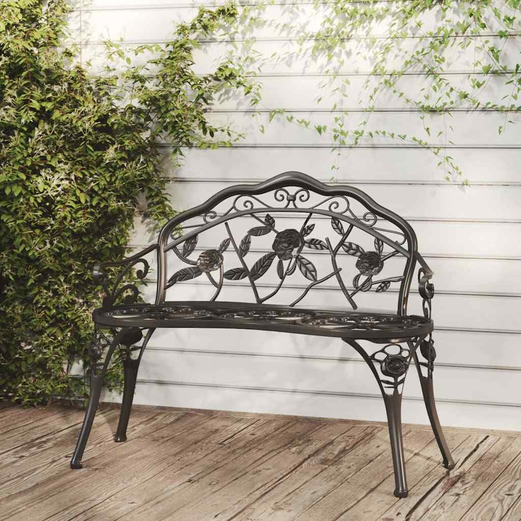 Cast Aluminum Black Patio Bench H95653