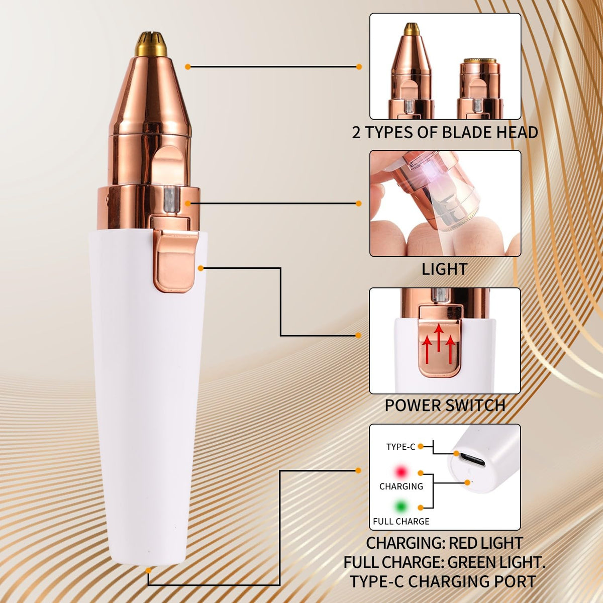 2-in-1 Electric Facial Hair Removal for Women A993365