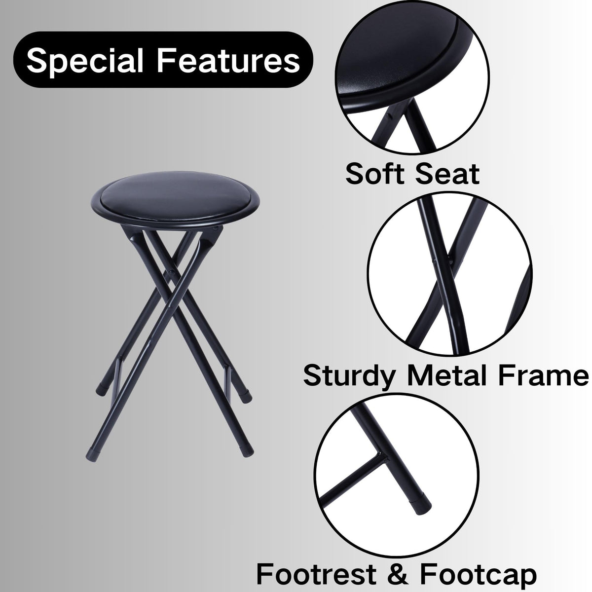 18-Inch Backless Folding Stools Set of 4 K4124