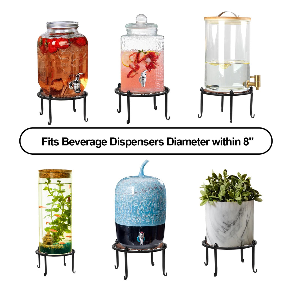Black Metal Beverage Dispenser Stand, Max Diameter 8" I95547