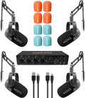 4-Person Podcast Equipment Bundle with 4-Channel USB Audio Interface and 4 Dynamic Microphones Z1885