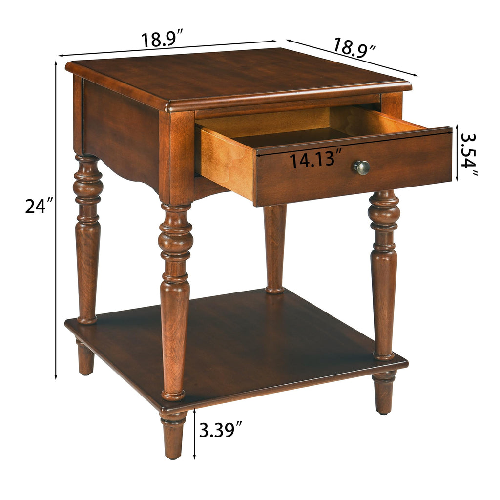 Caramel Brown Coffee Table and Two End Tables with Storage Drawer O2095
