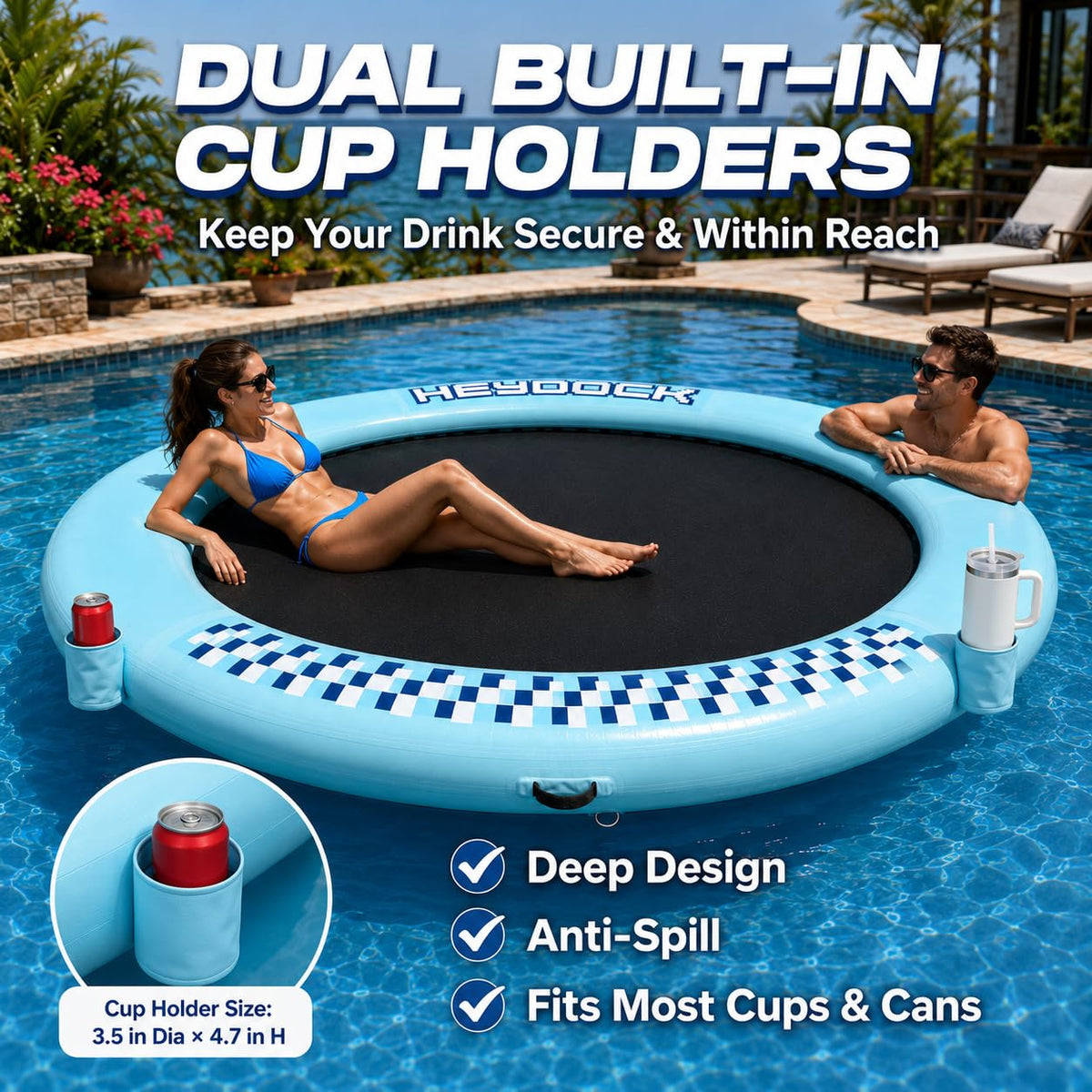 Inflatable Floating Ring Dock with Mesh, 8 FT R76647