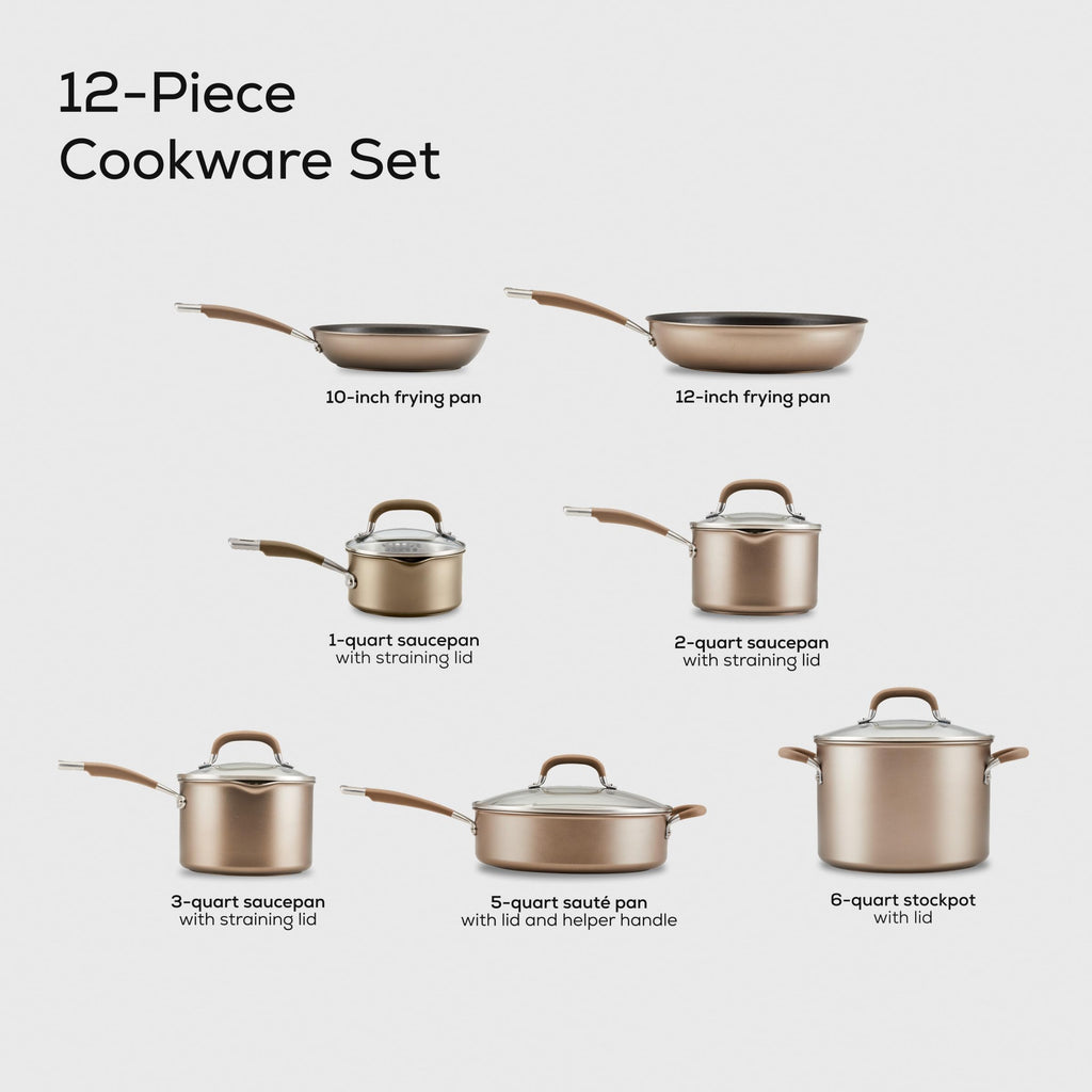 Bronze 12-Piece Induction Pots and Pans Set U3997