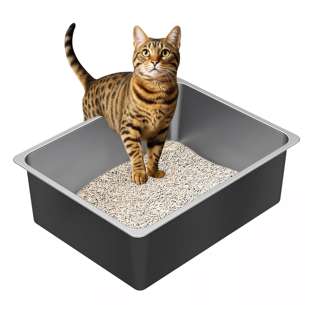 High Sided Stainless Steel Cat Litter Box N639