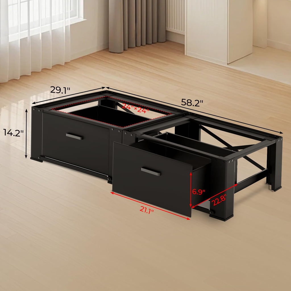 29" Washer and Dryer Pedestals with Drawer Set of 2 Black E67142