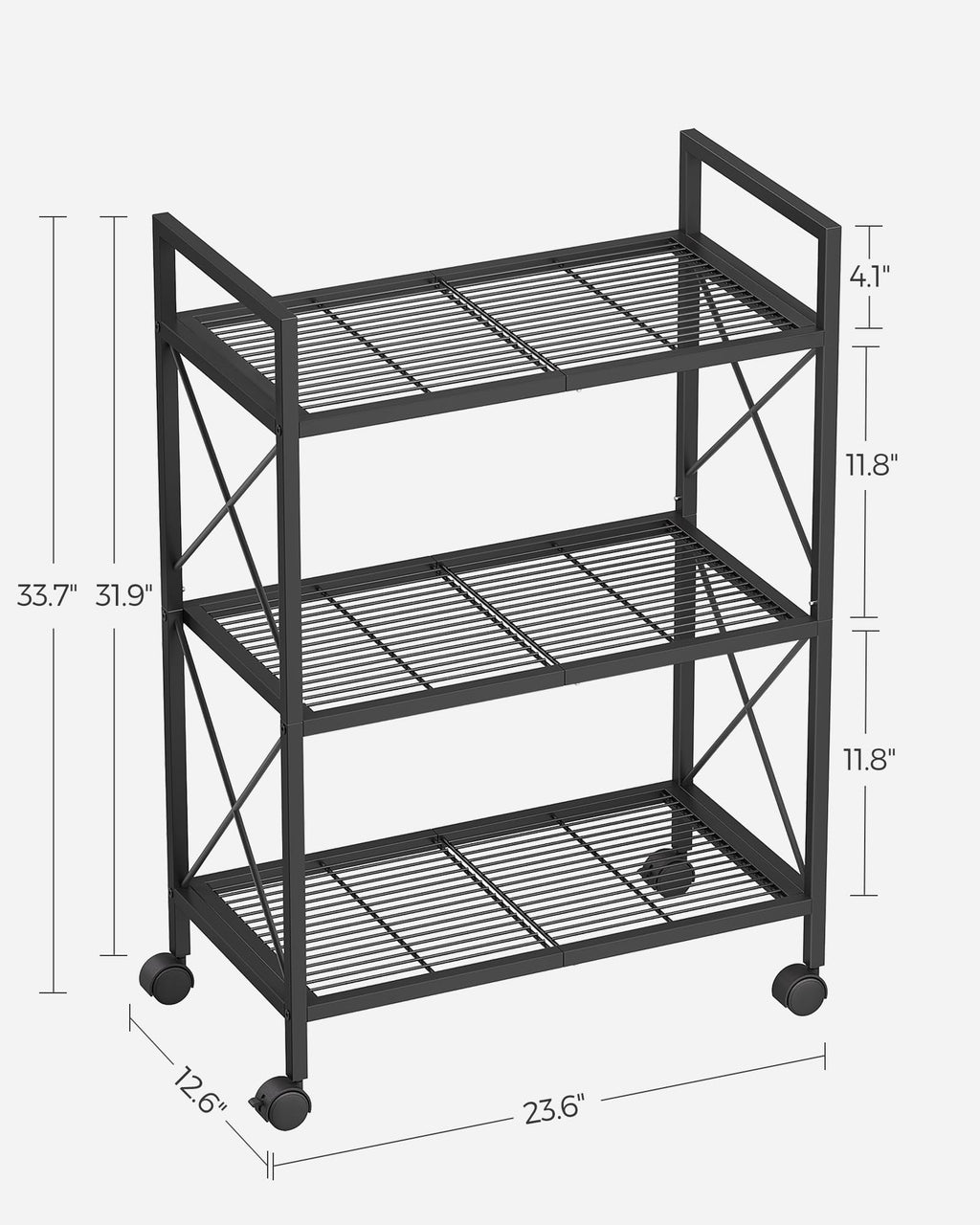 3-Tier Steel Storage Rack with Wheels O867663