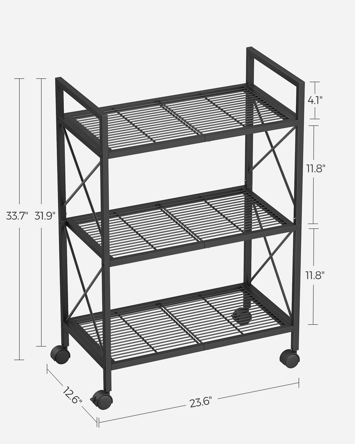 3-Tier Steel Storage Rack with Wheels O867663