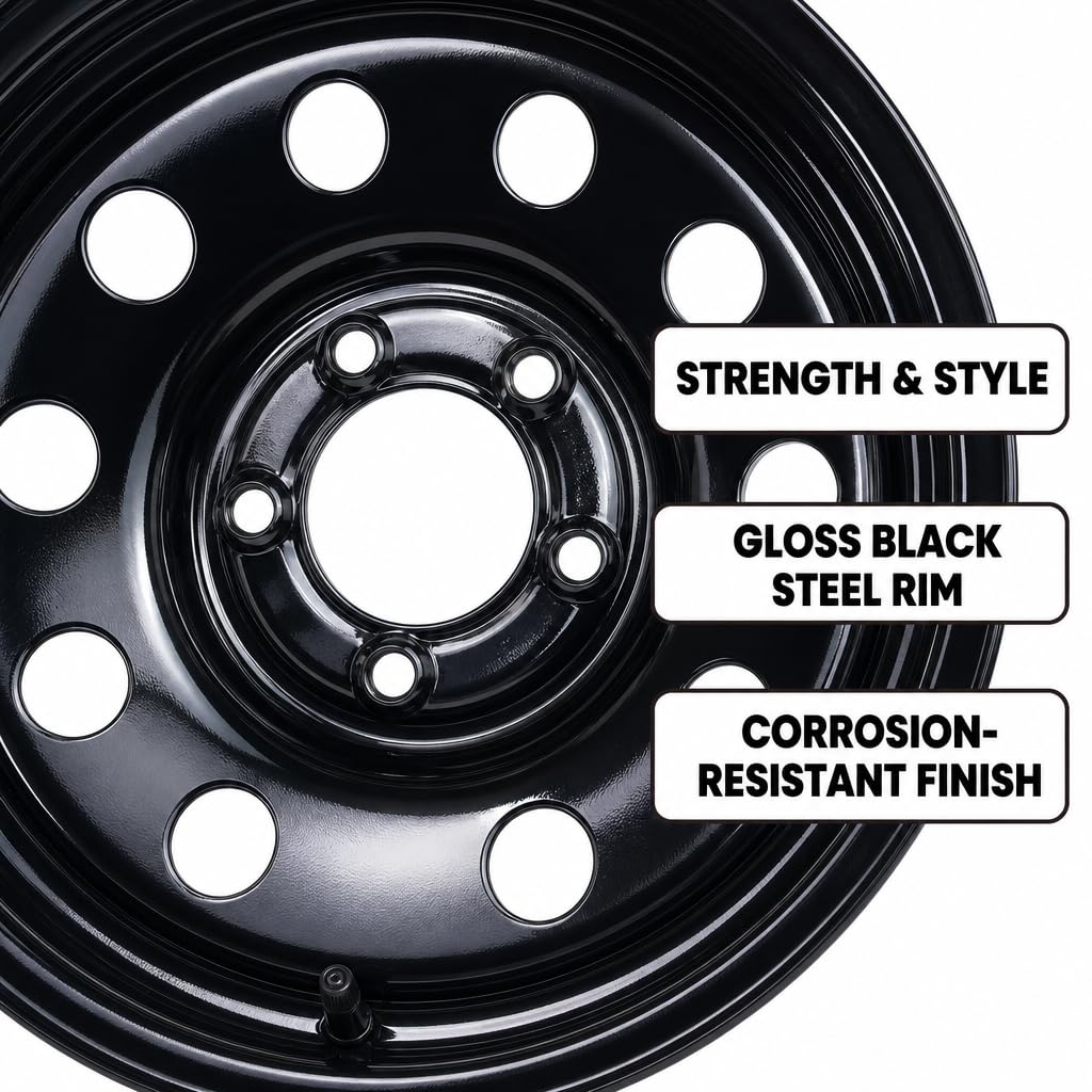 ST205/75R15 LRC 5 Lug Black Trailer Tire Rim Assembly Q2557