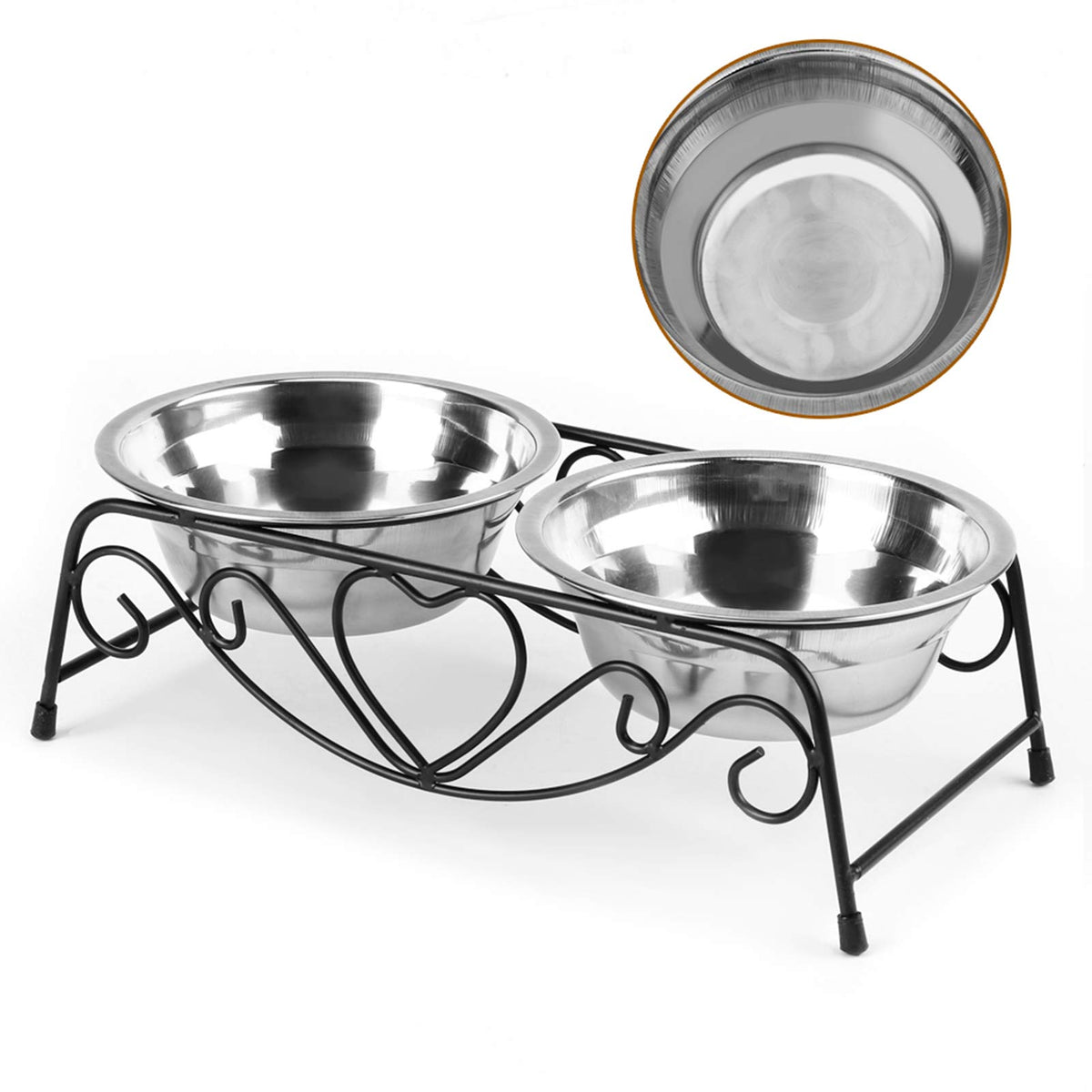 Stainless Steel Elevated Dog Cat Bowls with Iron Stand L6589