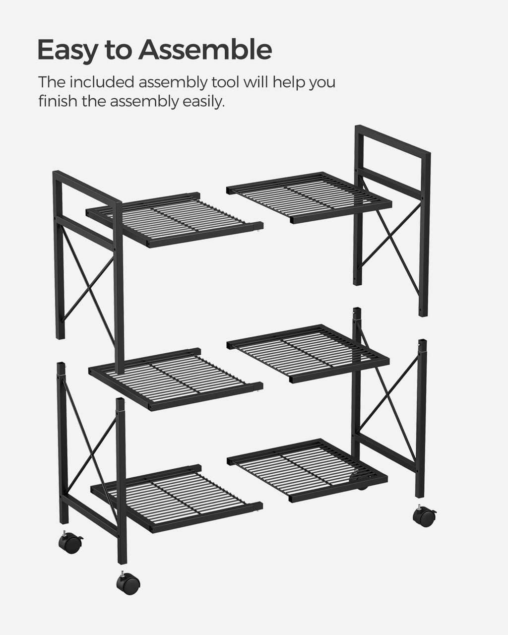 3-Tier Steel Storage Rack with Wheels O867663