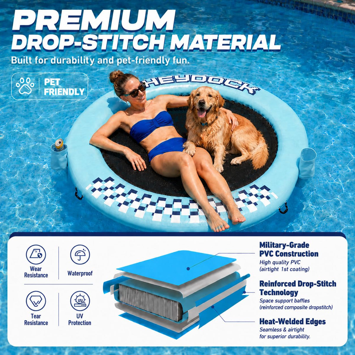 Inflatable Floating Ring Dock with Mesh, 8 FT R76647