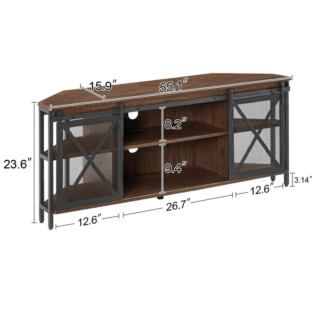 Brown Corner TV Stand with Storage E8416