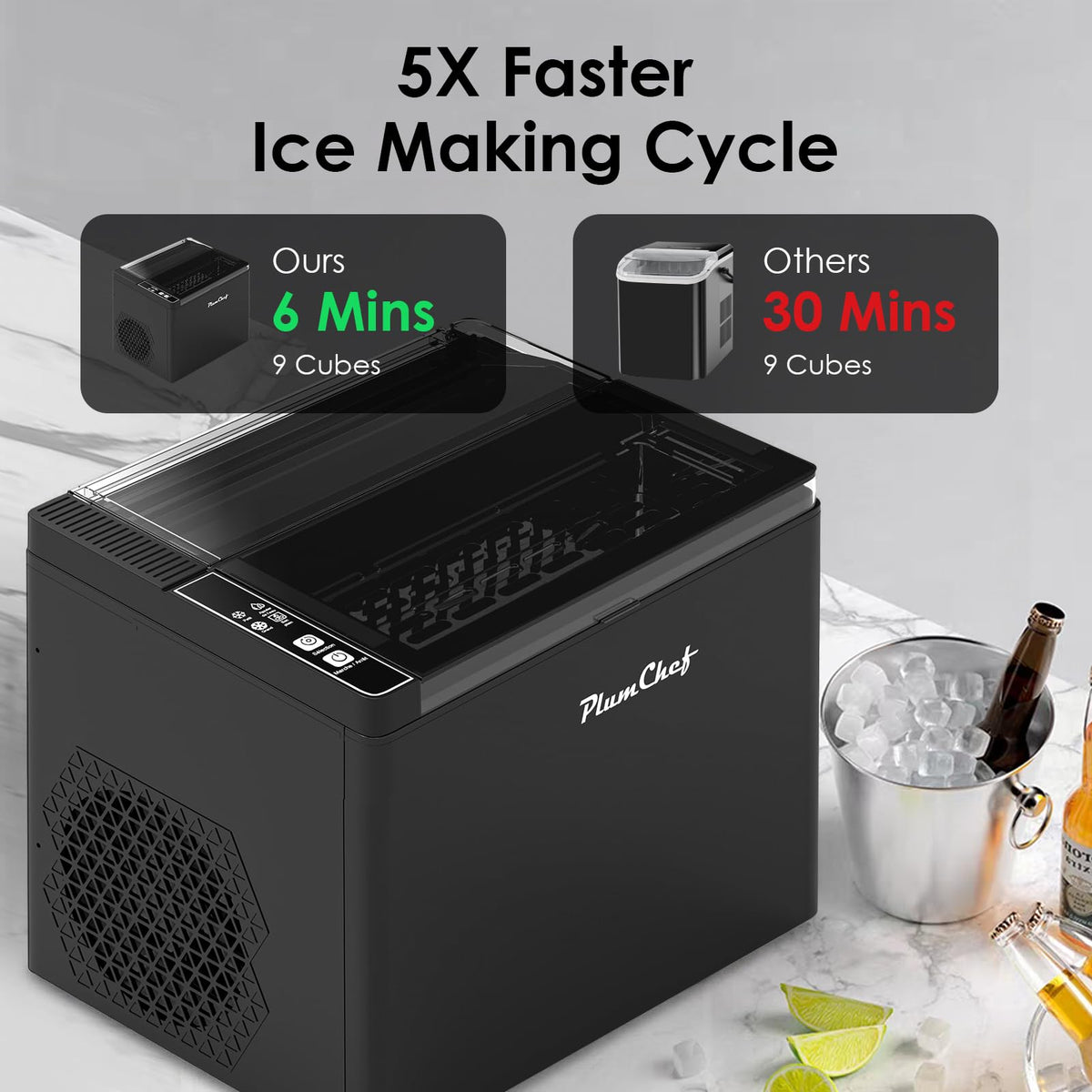 Portable Countertop Ice Maker Machine, 26Lbs/24H, Black T246