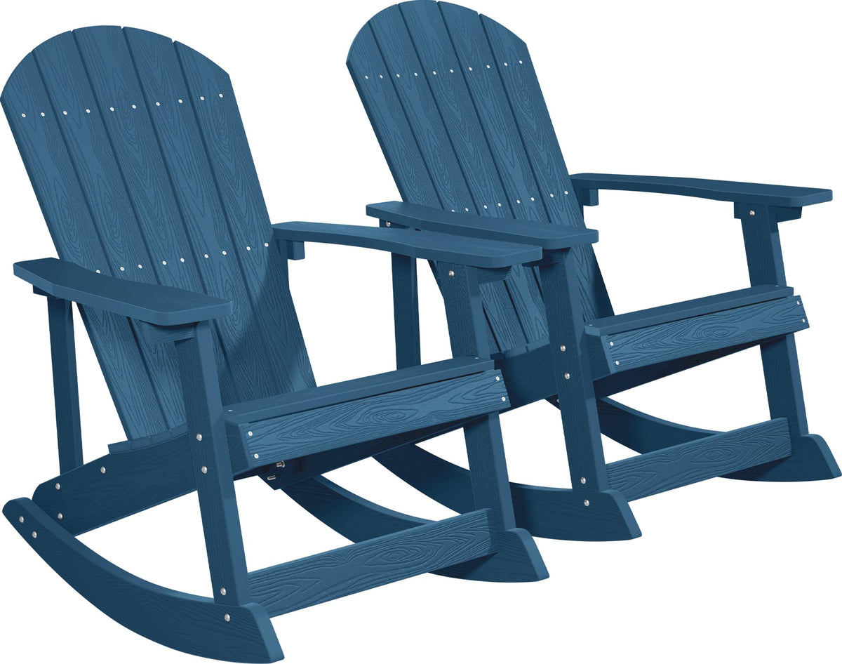 Navy Blue All-Weather Resistant Adirondack Rocking Chair Set of 2 T703