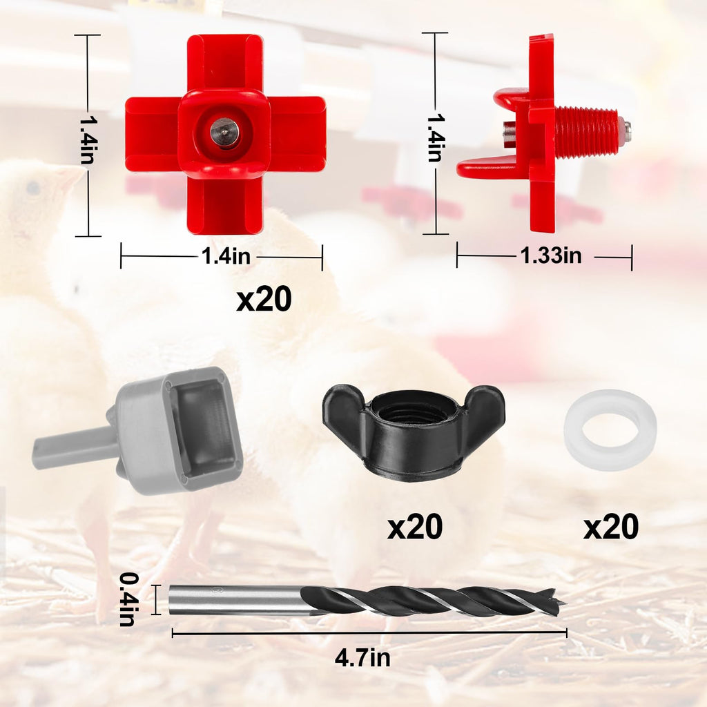20 Pack Chicken Waterer Nipples with Drill Bits Y631588