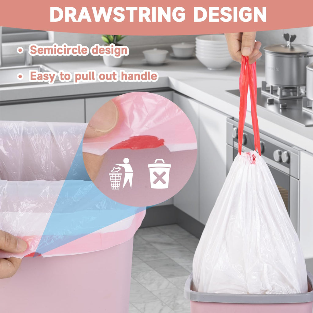 2 Gallon White Drawstring Trash Bags 60 Count V5366