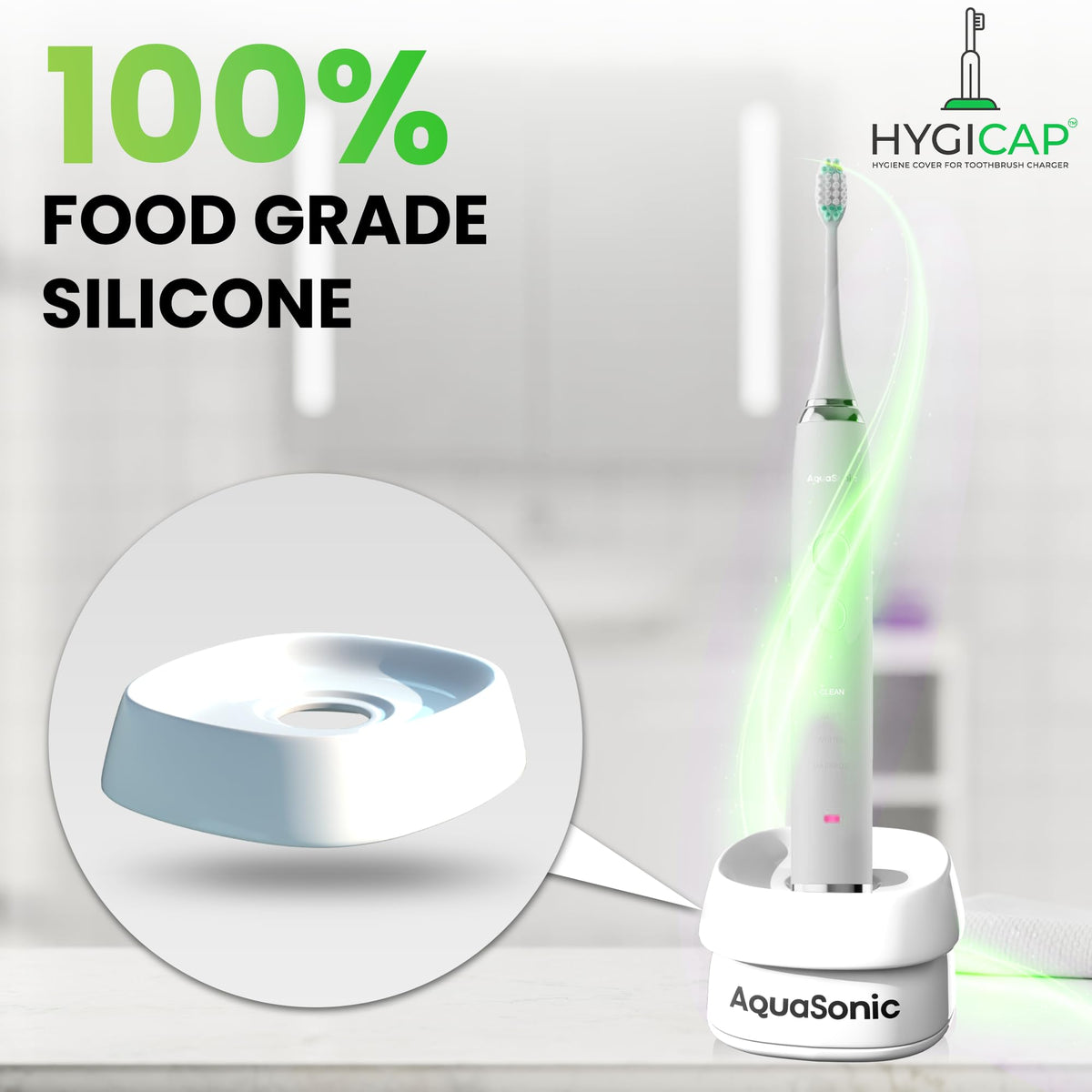 Waterproof Food Grade Silicone Toothbrush Charger Cover 2-Pack W514