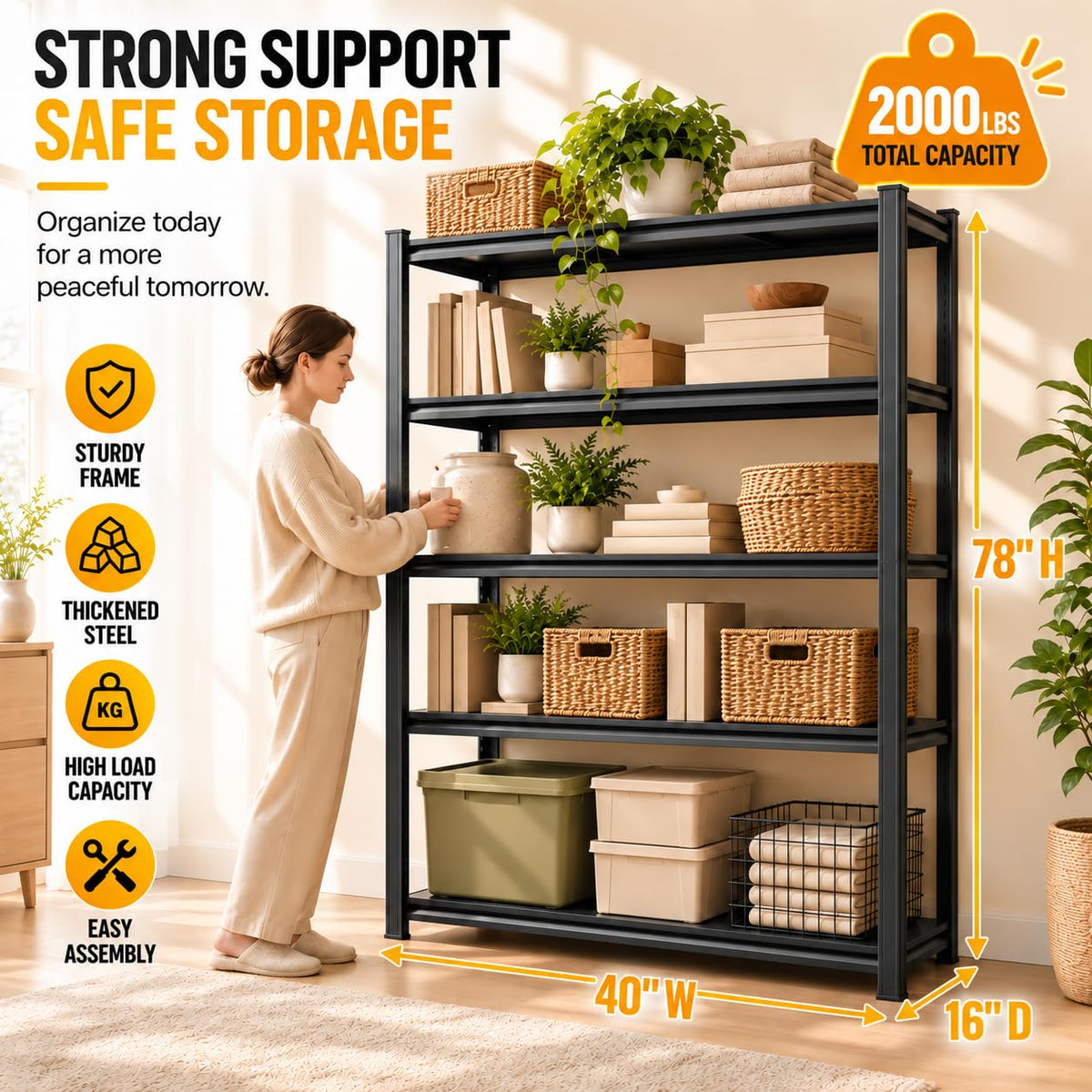 Metal Adjustable Heavy Duty Bookshelf I447