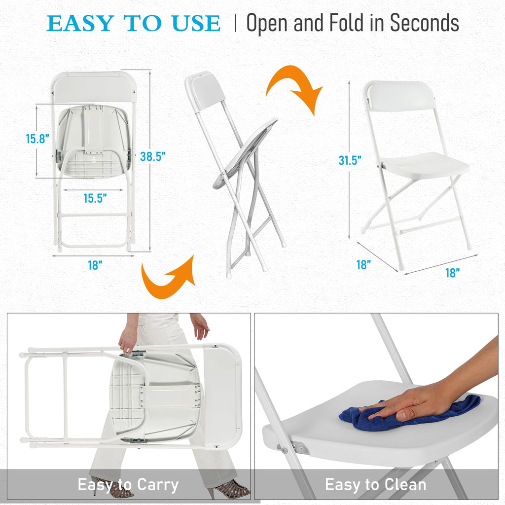 10 Pack White Plastic Folding Chairs H4607