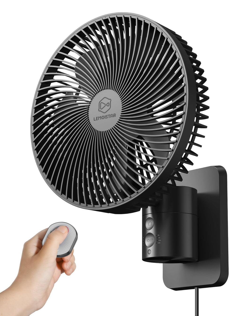 8.5-Inch Quiet Wall-Mounted Oscillation Fan with Remote & Timer J7077