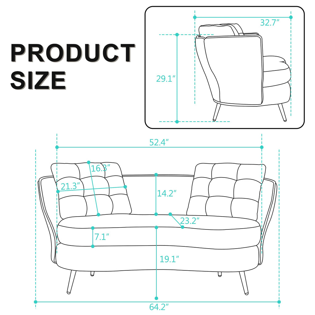Tufted Velvet Two Seater Sofa T407279