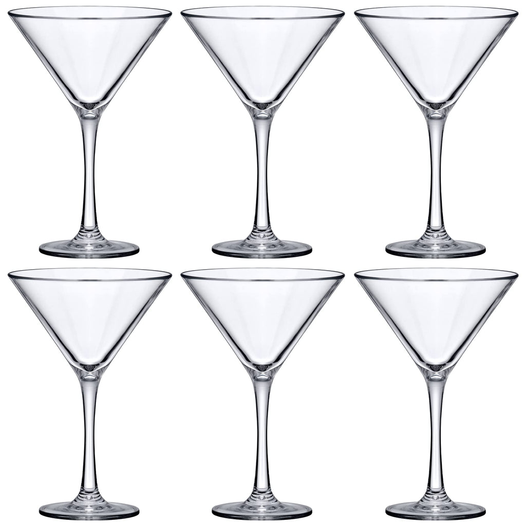 10-Ounce Plastic Martini Glasses Set of 6, Reusable, BPA-Free, Shatter-Proof, Dishwasher-Safe L47106