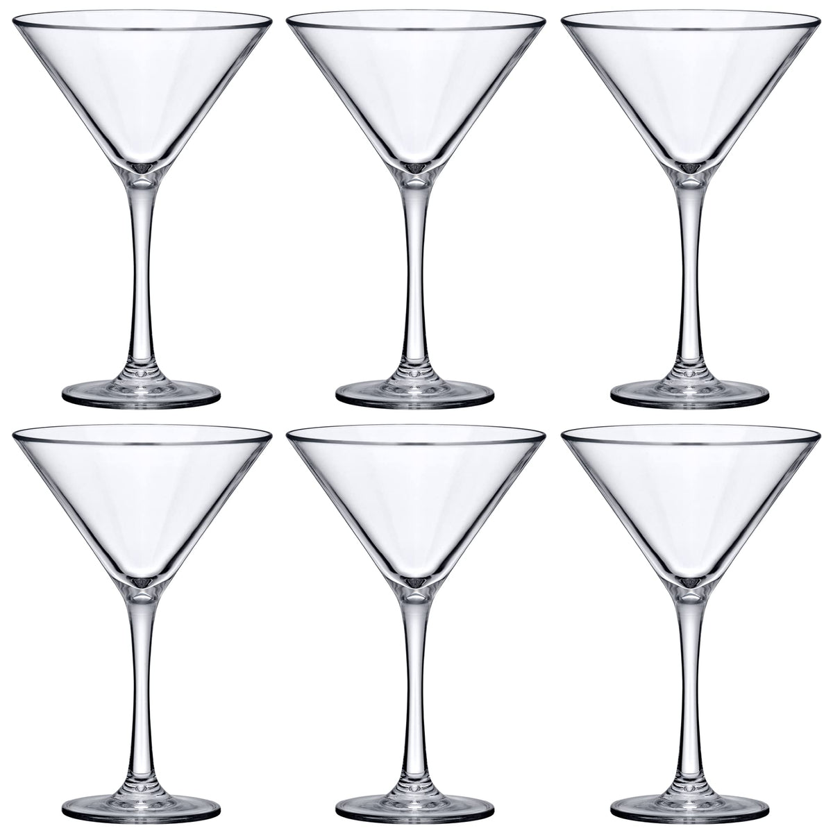 10-Ounce Plastic Martini Glasses Set of 6, Reusable, BPA-Free, Shatter-Proof, Dishwasher-Safe L47106