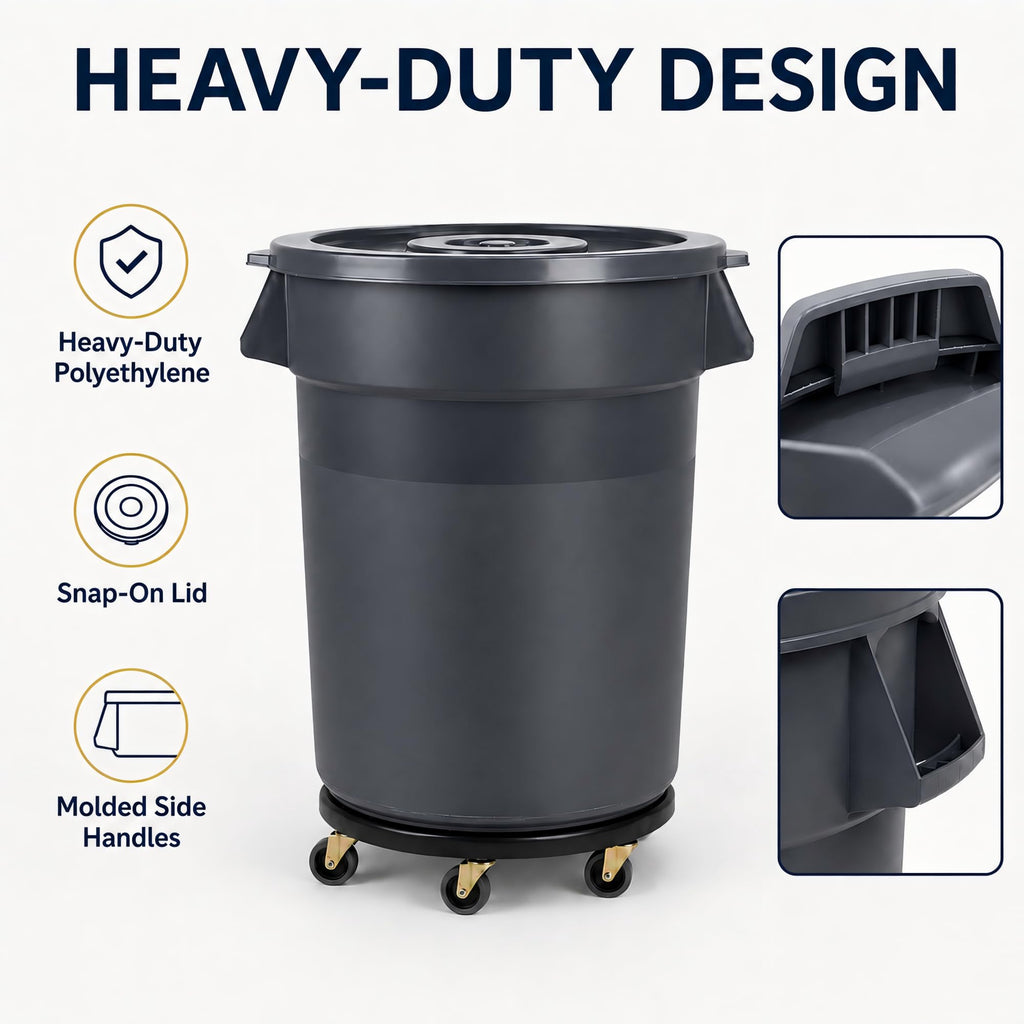 32 Gallon Trash Can with Wheels and Lid, 2 Pack O50660