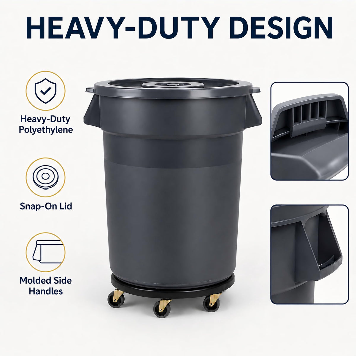 32 Gallon Trash Can with Wheels and Lid, 2 Pack O50660