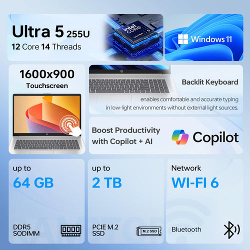 17.3" Touchscreen Laptop PC, Intel Ultra 5, 16GB DDR5 RAM, 1TB SSD P5295