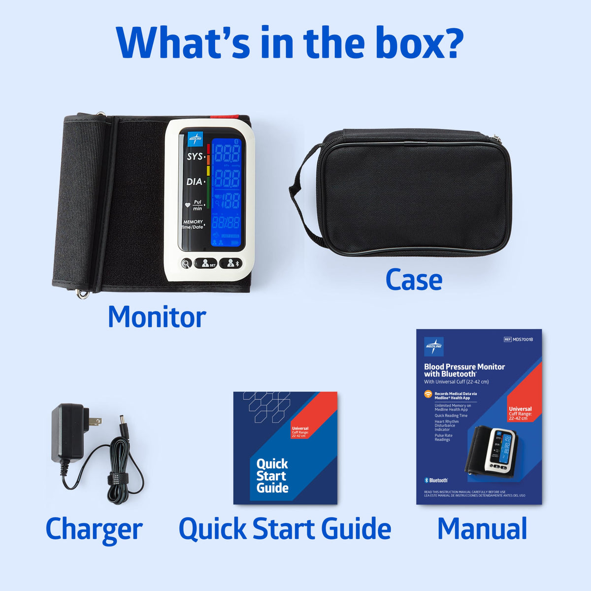 Bluetooth Blood Pressure Monitor with Upper Arm Cuff and Carrying Case S1862
