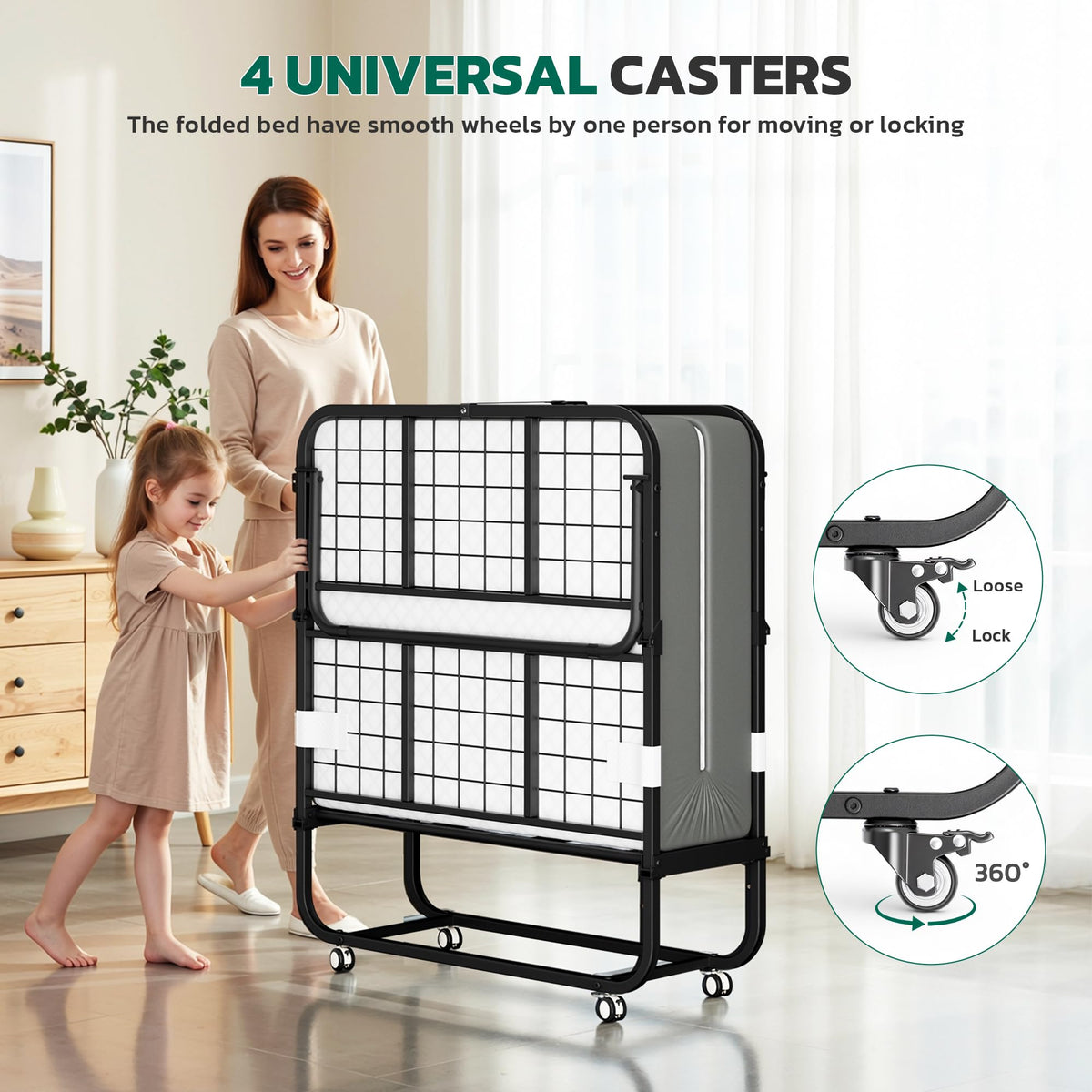 Folding Bed with 5" Memory Foam F924