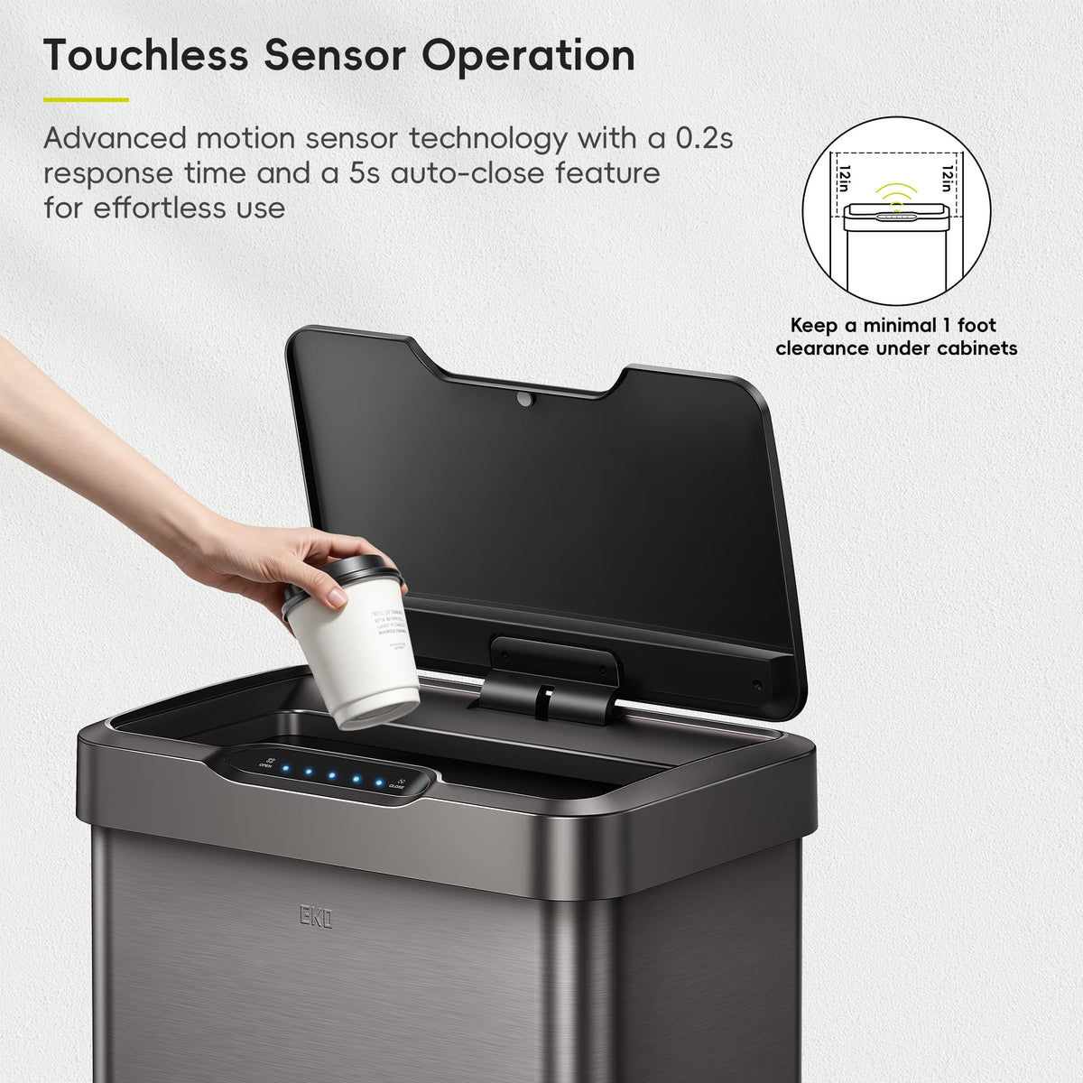 13.2 Gal Stainless Steel Motion Sensor Trash Can Q377