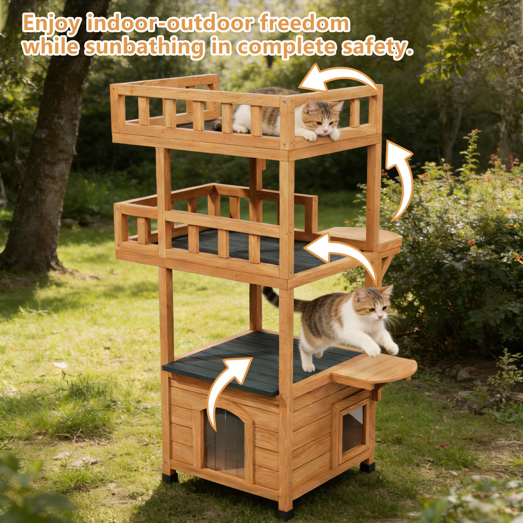 Outdoor Cat Tree Tower with Enclosed Condo R70274