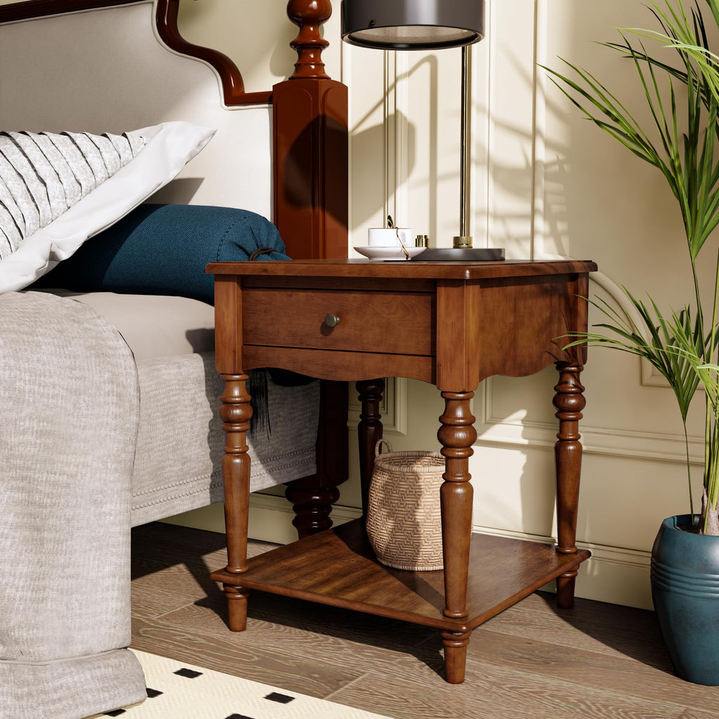 Caramel Brown Coffee Table and Two End Tables with Storage Drawer O2095